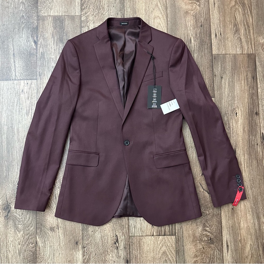 J Ferrar JF Classic Stretch Slim Fit Suit Blazer Men’s Size 36 Reg Burgundy